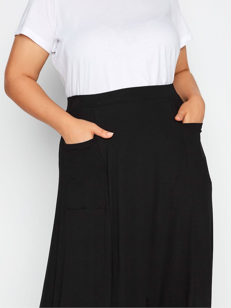 Yours Curve Black Maxi Jersey Skirt - Image 4 of 4