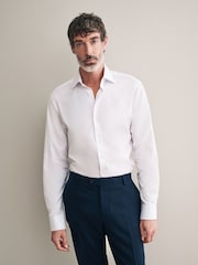 White Slim Fit Signature 100% Cotton Canclini Textured Shirt - Image 1 of 7