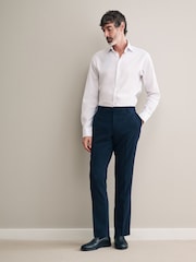 White Slim Fit Signature 100% Cotton Canclini Textured Shirt - Image 2 of 7