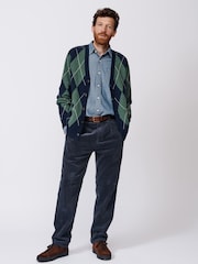 Aubin Navy Claythorpe Argyle Wool Cardigan - Image 3 of 8