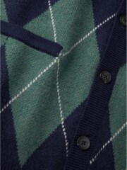Aubin Navy Claythorpe Argyle Wool Cardigan - Image 7 of 8