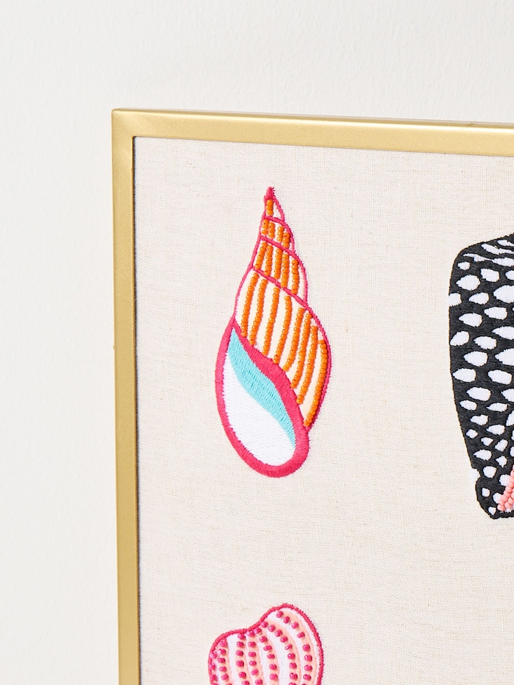 Oliver Bonas Natural Beaded Shells Framed Wall Art - Image 2 of 4
