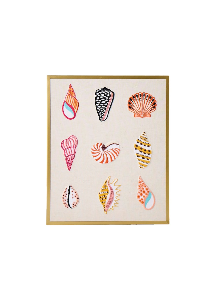 Oliver Bonas Natural Beaded Shells Framed Wall Art - Image 4 of 4