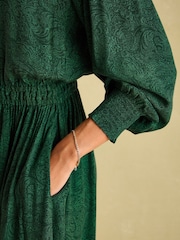 Joules Elena Green Paisley Button Down Maxi Dress - Image 4 of 6