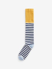 Navy/Ochre Sausage Dogs Welly Socks 2 Pack - Image 2 of 4