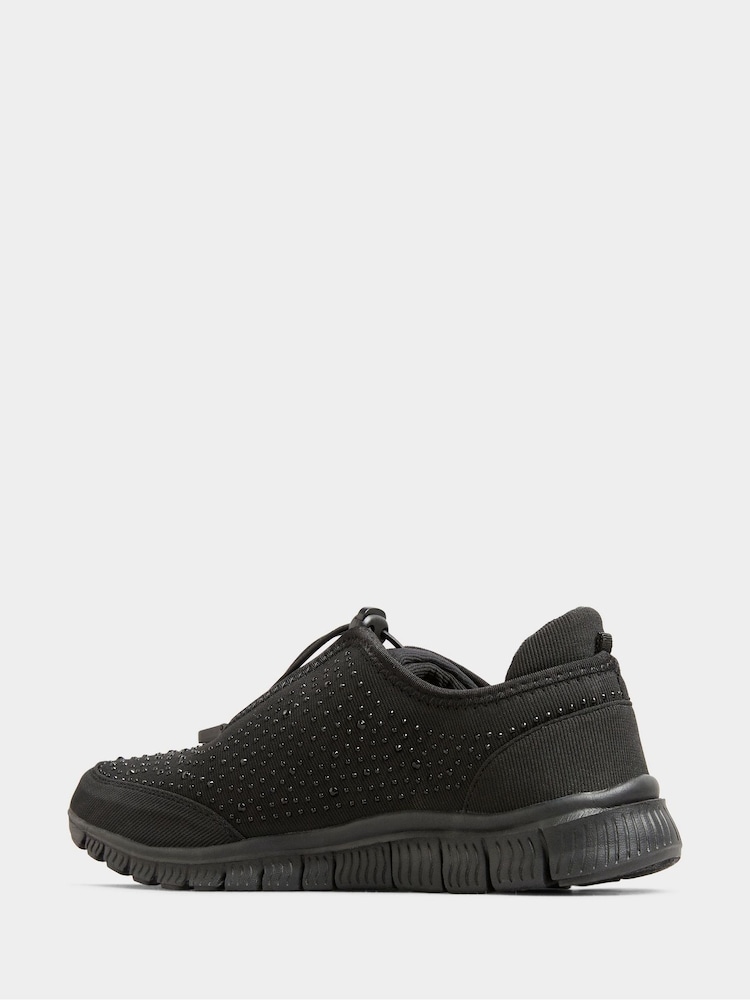Yours Curve Black Extra Wide Fit Titania Gem Trainers - Image 3 of 5