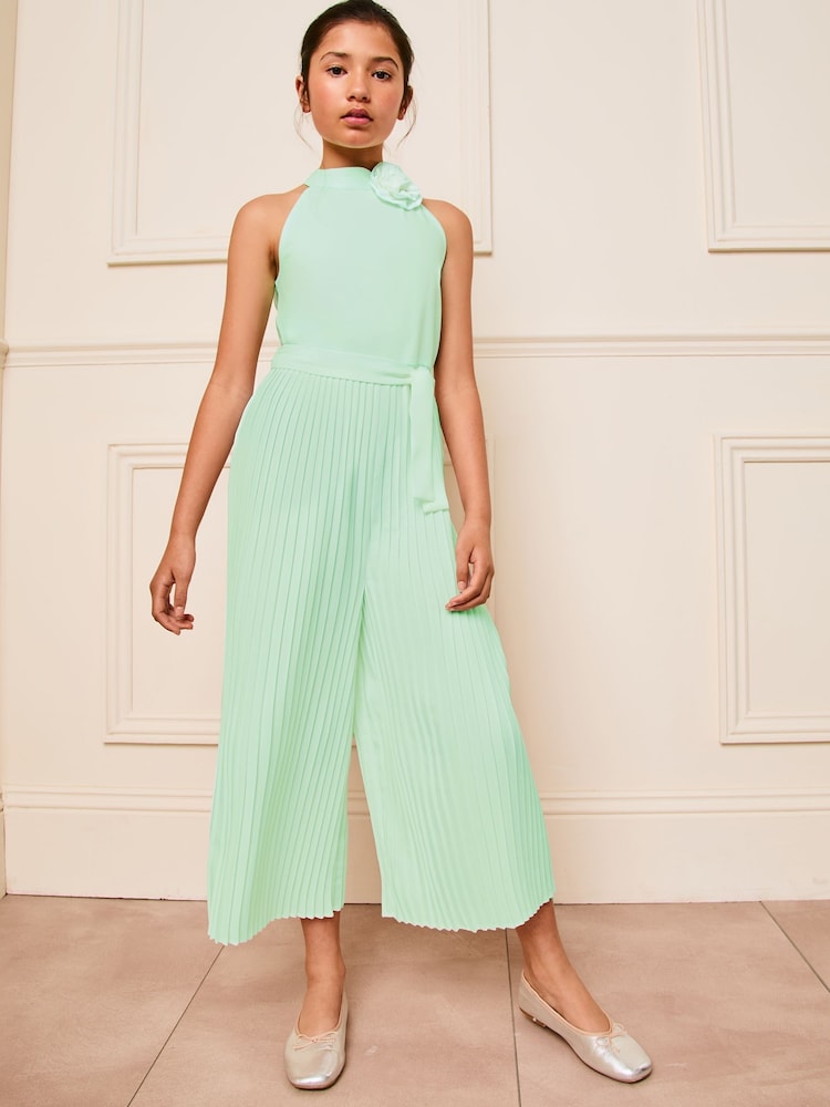 Lipsy Green Chiffon Halter Occasion Culotte Jumpsuit (5-16yrs) - Image 1 of 4 Lipsy Green Chiffon Halter Occasion Culotte Jumpsuit (5-16yrs) - Image 1 of 4
