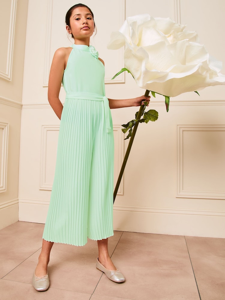 Lipsy Green Chiffon Halter Occasion Culotte Jumpsuit (5-16yrs) - Image 4 of 4 Lipsy Green Chiffon Halter Occasion Culotte Jumpsuit (5-16yrs) - Image 4 of 4