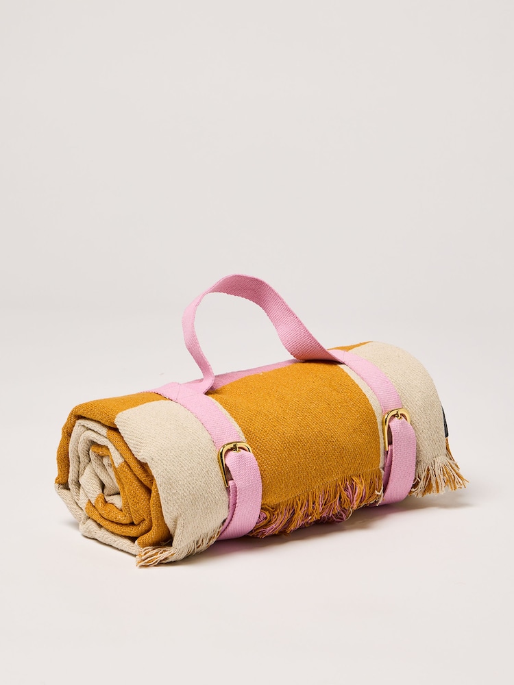 Oliver Bonas Pink Checked Picnic Rug - Image 1 of 3 Oliver Bonas Pink Checked Picnic Rug - Image 1 of 3