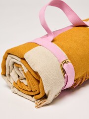 Oliver Bonas Pink Checked Picnic Rug - Image 2 of 3