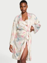 Victoria's Secret Pink Delicate Garden Print Satin Midi Robe - Image 1 of 3