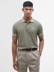 Barbour® Green Marlton Contrast Collar 100% Cotton Polo Shirt - Image 1 of 6