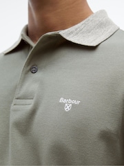 Barbour® Green Marlton Contrast Collar 100% Cotton Polo Shirt - Image 5 of 6