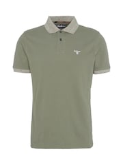 Barbour® Green Marlton Contrast Collar 100% Cotton Polo Shirt - Image 6 of 6