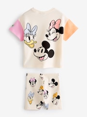 Cream Disney Minnie Mouse 100% Cotton T-Shirt and Cycle Shorts Set (3mths-7yrs) - Image 2 of 4