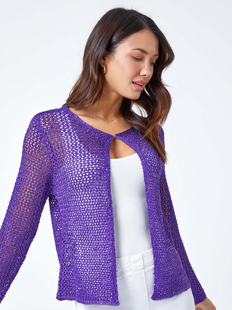 Roman Purple Sequin Embellished Cardigan - Image 1 of 5