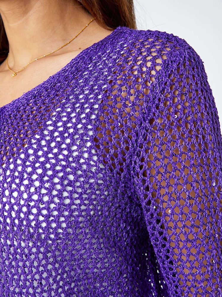 Roman Purple Sequin Embellished Cardigan - Image 5 of 5