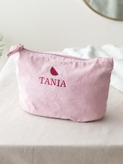 Embroidered Fruity Design Washed Finish Makeup Bag by No Ordinary Gift - Image 1 of 5