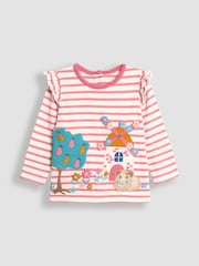 JoJo Maman Bébé Pink Guinea Pig Appliqué Frill Top - Image 2 of 4