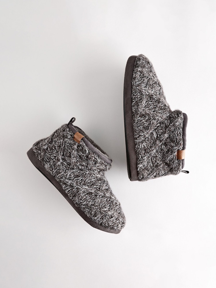 Charcoal Grey Knitted Boot Slippers - Image 3 of 6