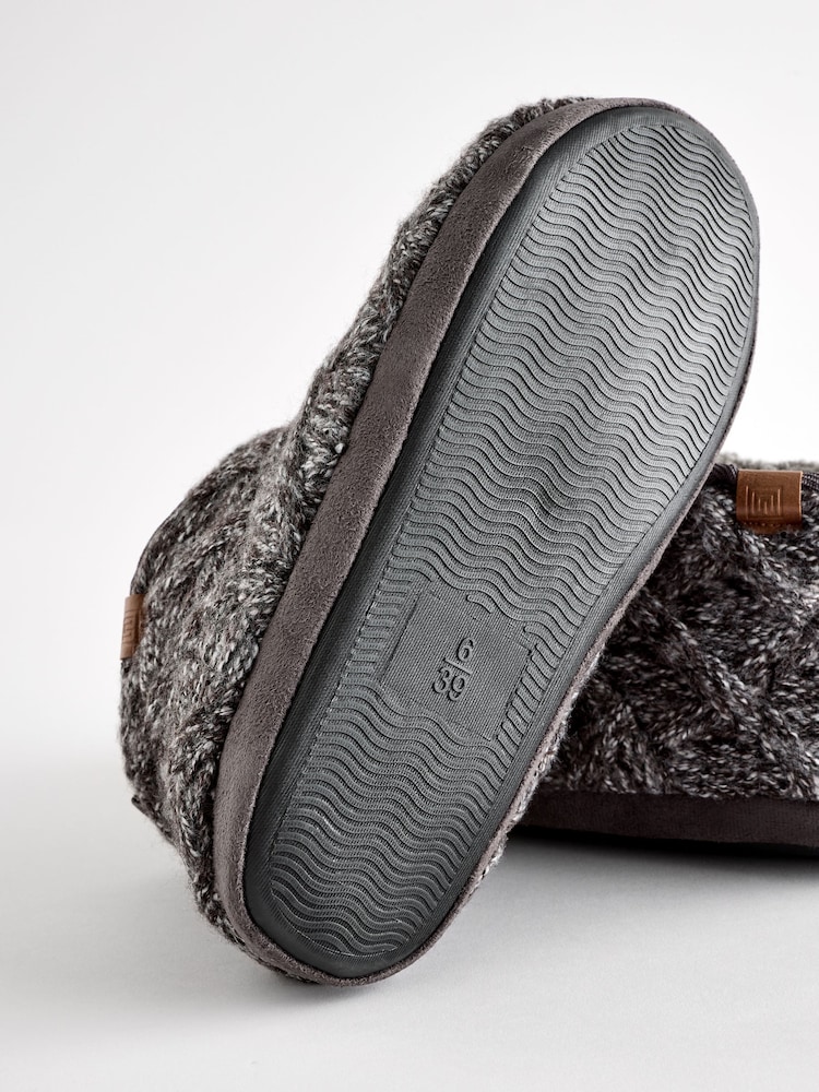 Charcoal Grey Knitted Boot Slippers - Image 4 of 6