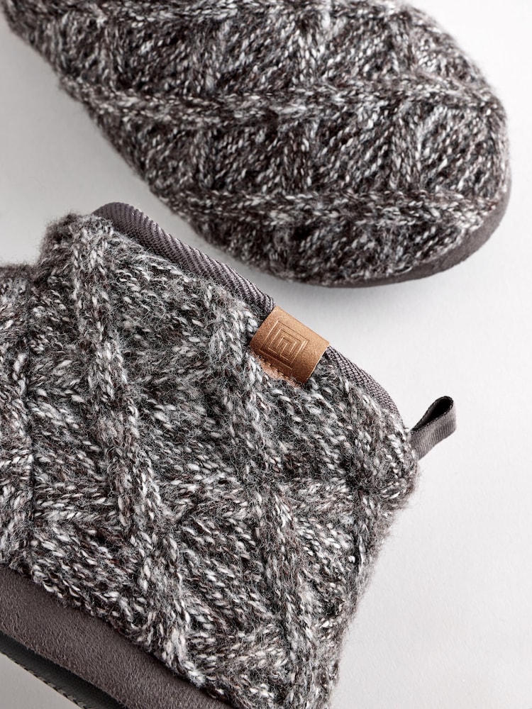 Charcoal Grey Knitted Boot Slippers - Image 5 of 6