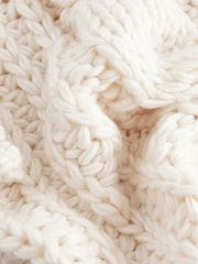 White Ecru Chunky Knit Button Front Cable Cardigan - Image 6 of 8