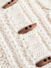 White Ecru Chunky Knit Button Front Cable Cardigan - Image 8 of 8