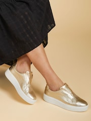 Золотой - Jones Bootmaker Fernanda Leather Trainers - Image 1 of 6