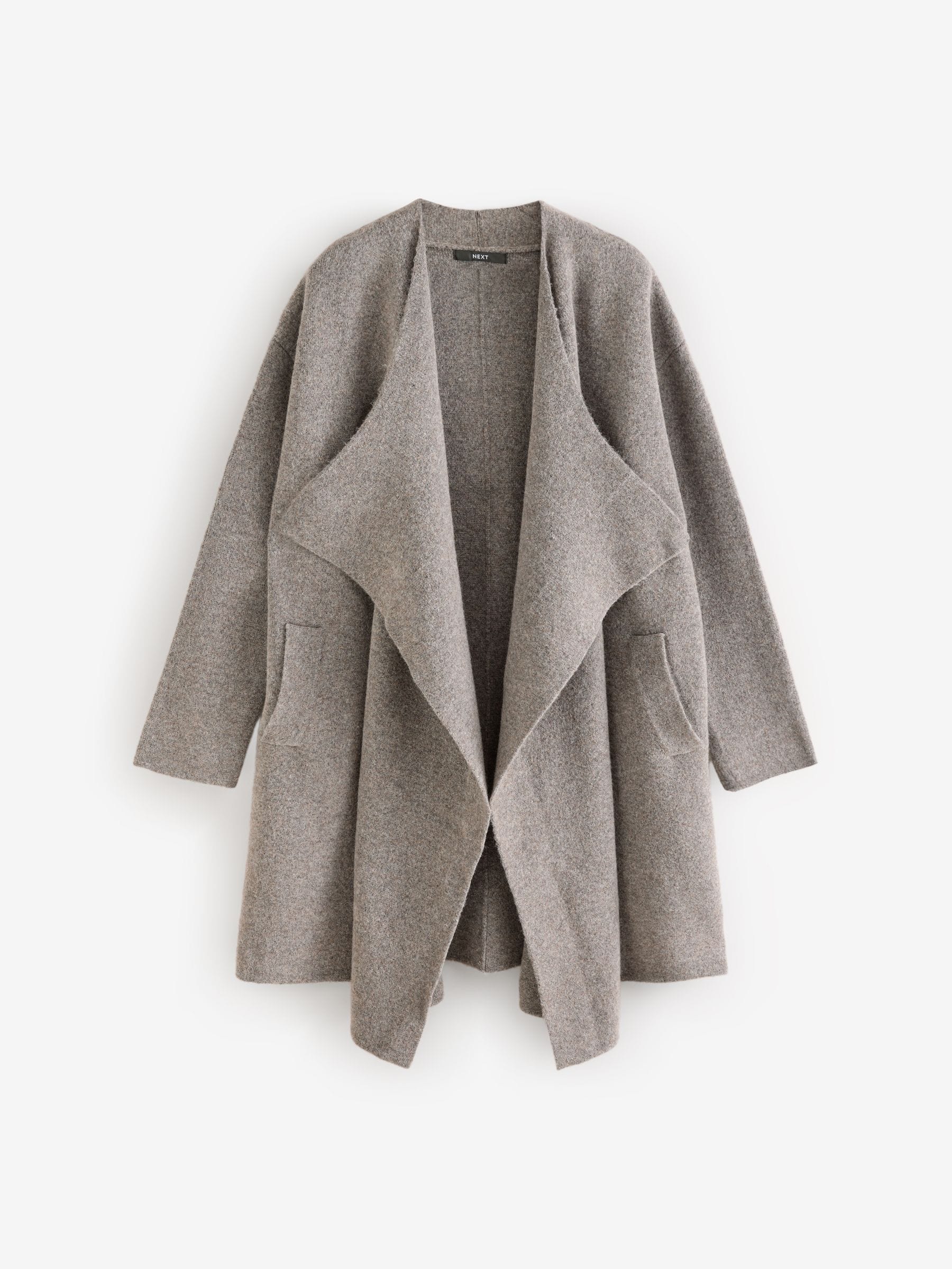 Buy Grey Soft Touch Waterfall Longline Knitted Cardigan Coatigan from Next Luxembourg