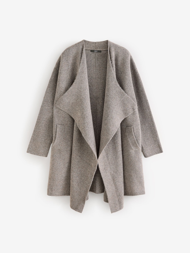 Grey Soft Touch Waterfall Longline Knitted Cardigan Coatigan - Image 5 of 7
