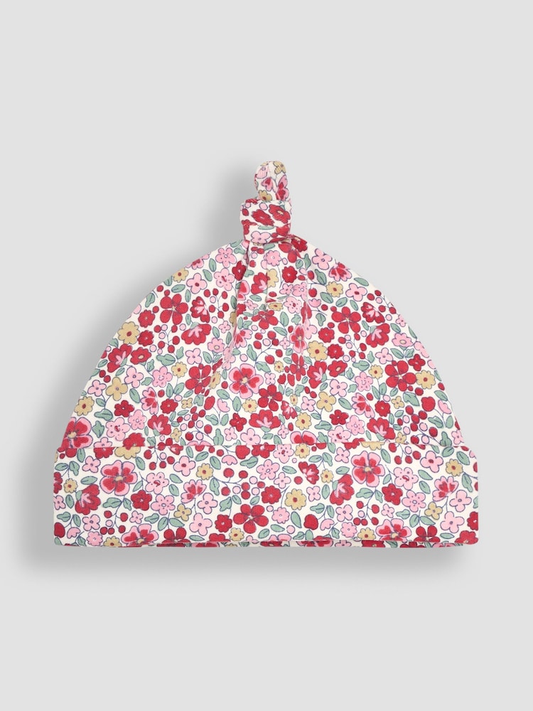 JoJo Maman Bébé Red Floral My First Christmas Smocked Sleepsuit & Hat Set - Image 6 of 7