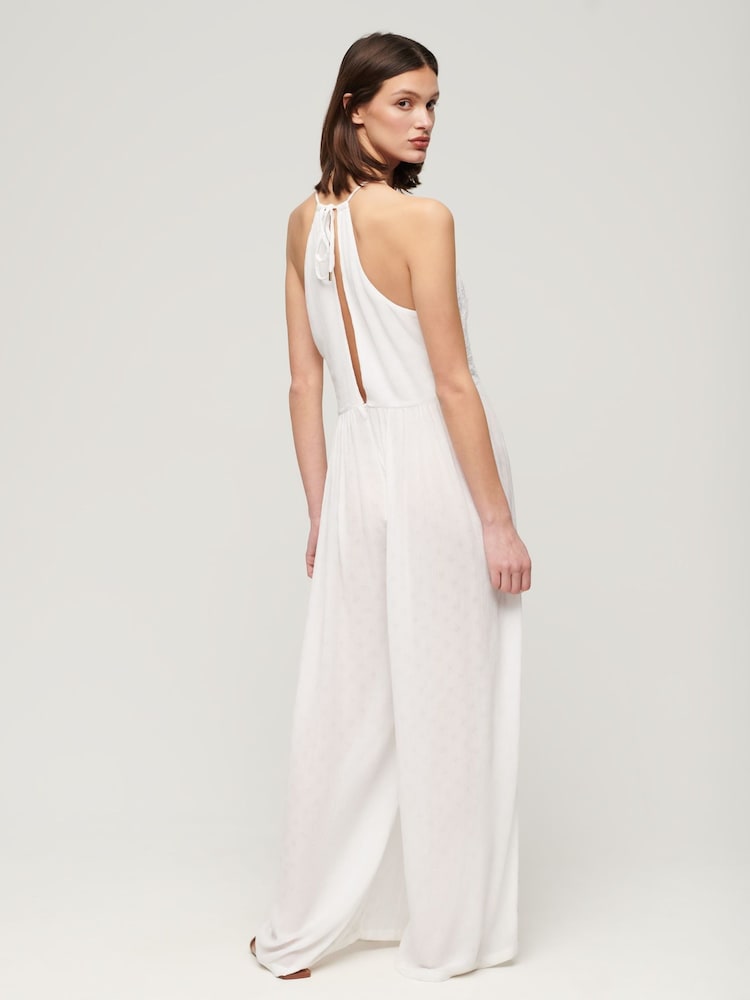 Superdry White Embroidered Jumpsuit - Image 2 of 6