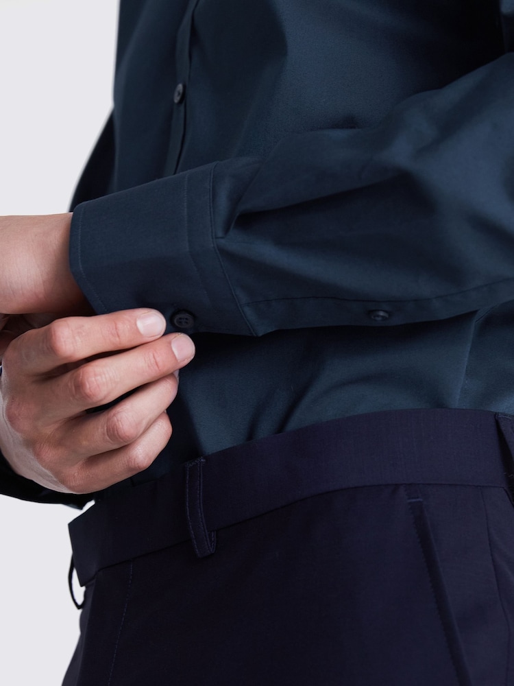 MOSS Blue Tailored Stretch Shirt - Image 3 of 5