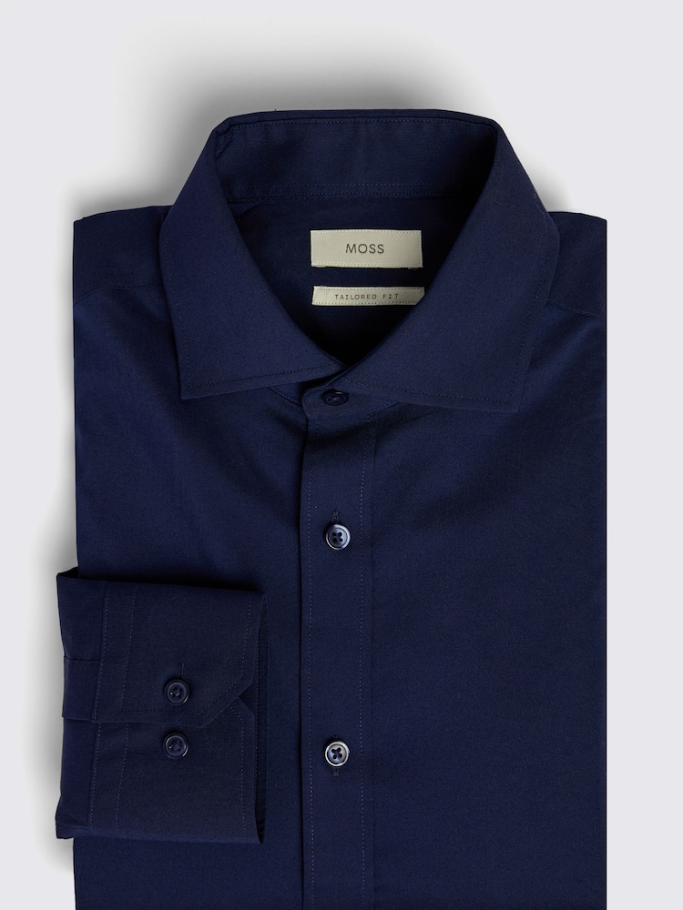 MOSS Blue Tailored Stretch Shirt - Image 4 of 5