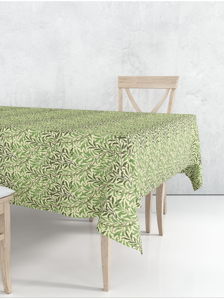 William Morris Gallery Green Willow Boughs 100% Cotton Wipe Clean Table Cloth - Image 1 of 2