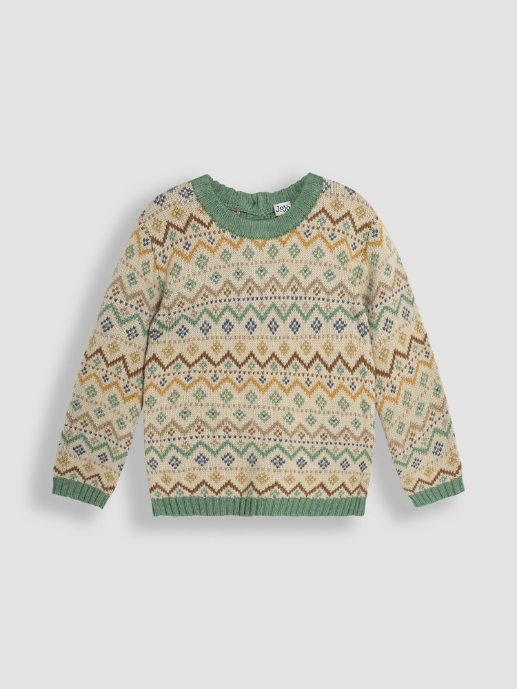 JoJo Maman Bébé Natural Fair Isle Pattern Jumper - Image 1 of 3