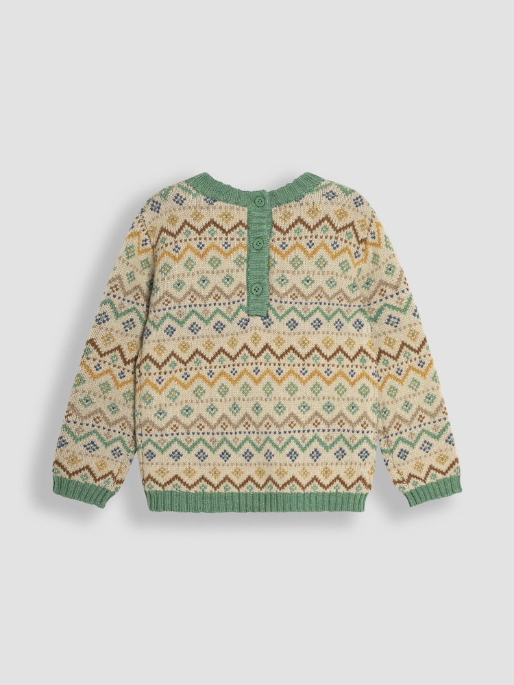 JoJo Maman Bébé Natural Fair Isle Pattern Jumper - Image 2 of 3