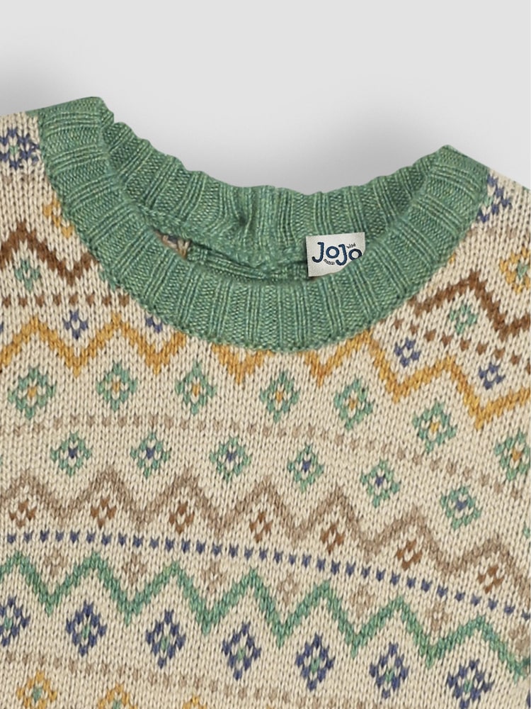 JoJo Maman Bébé Natural Fair Isle Pattern Jumper - Image 3 of 3