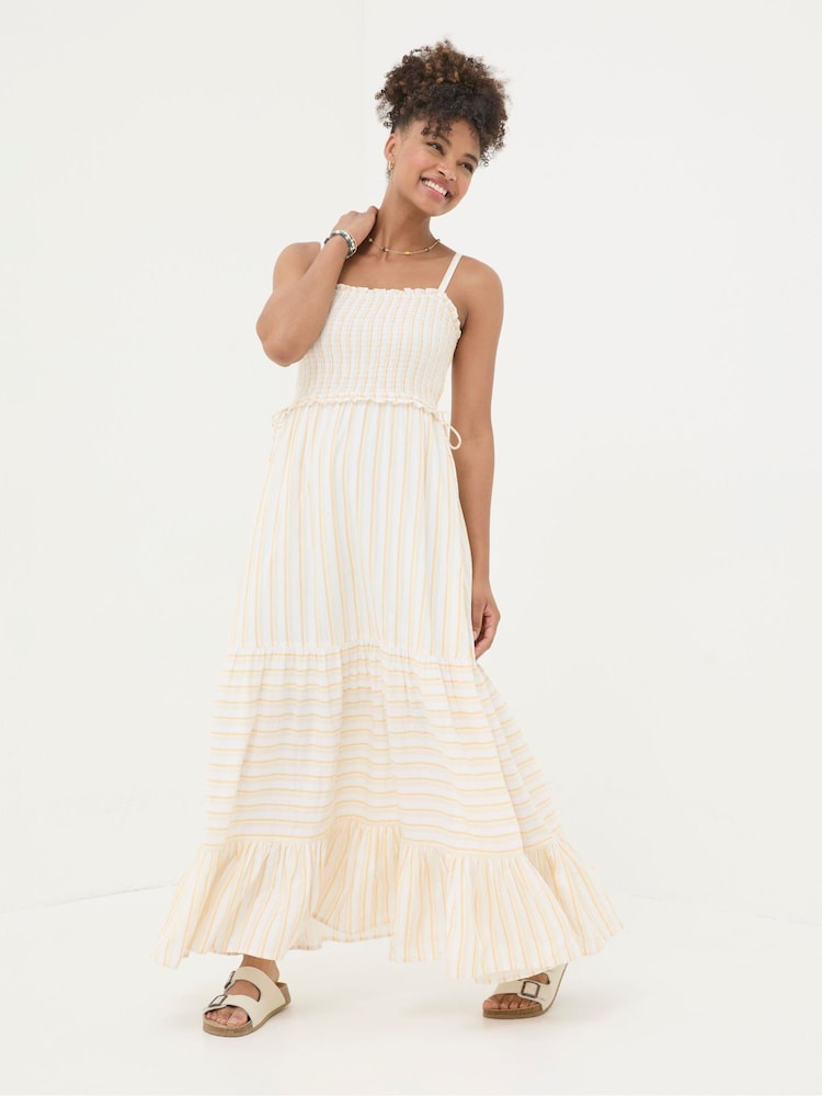 FatFace Yellow Med Moments Stripe Beach Dress - Image 1 of 5