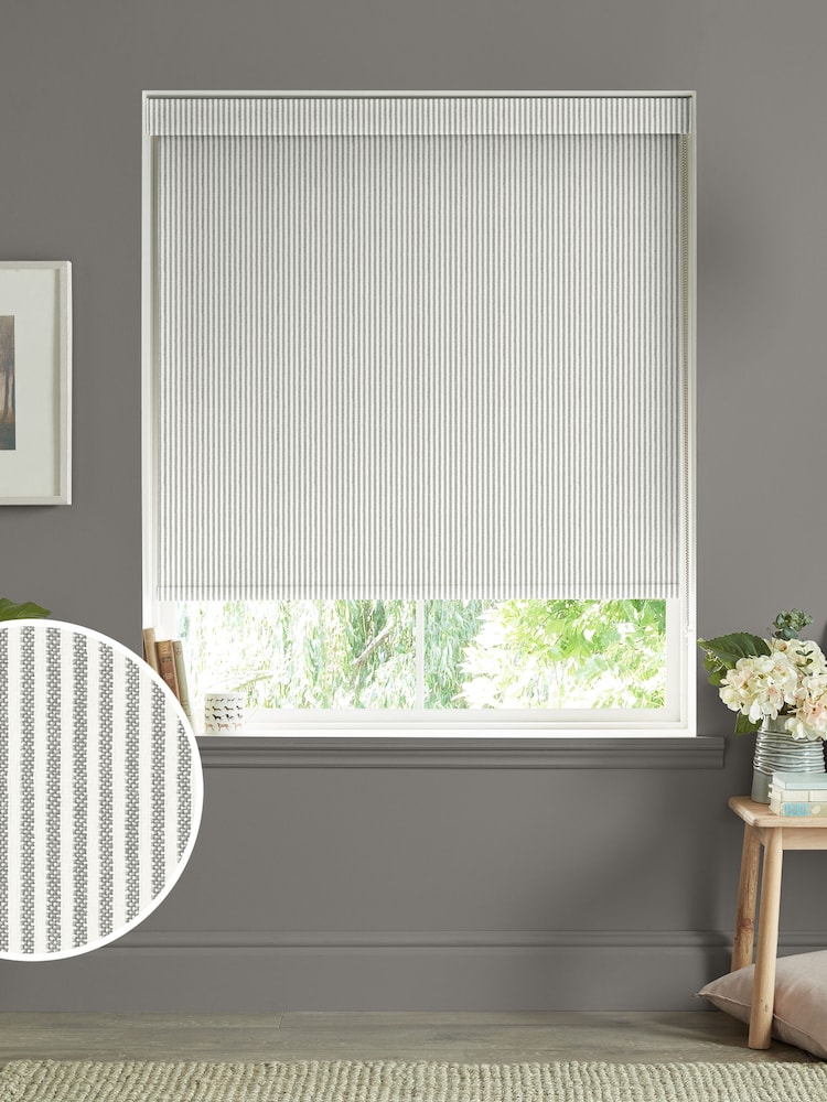 Sophie Allport Grey Stamford Stripe Made to Measure Roller Blinds - Image 1 of 6