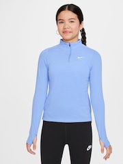 Pulsos en azul - Top de manga larga con media cremallera Dri-FIT de Nike - Imagen 1 de 7