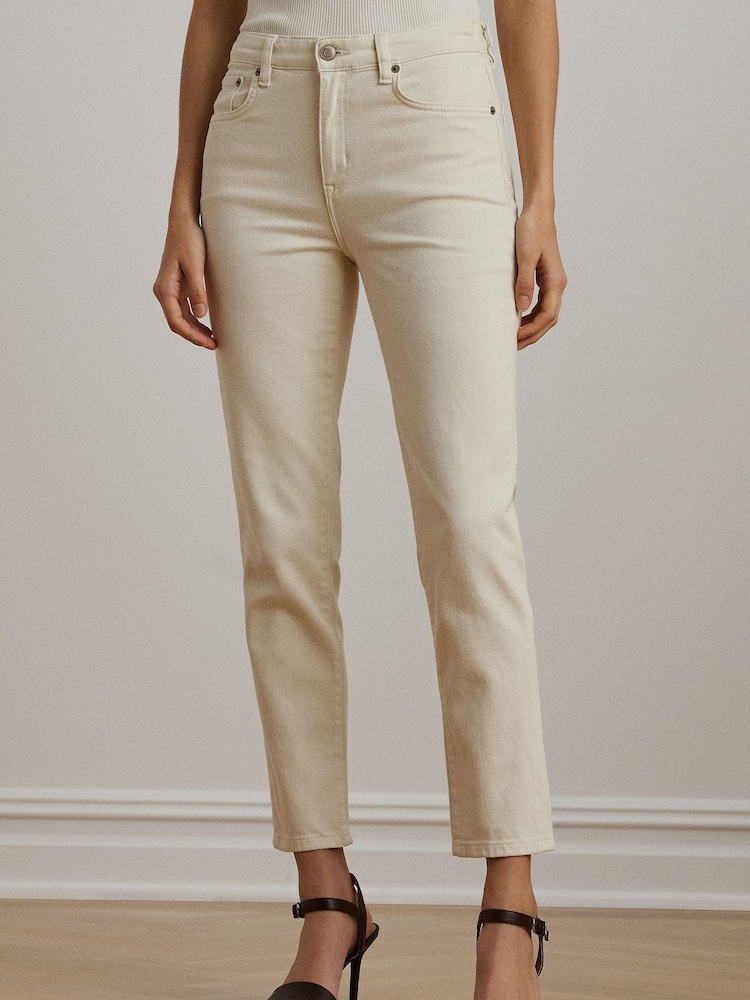 Lauren Ralph Lauren Cream Wash Skinny Jeans - Image 1 of 6