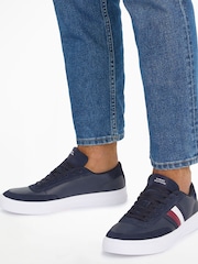 Tommy Hilfiger Blue Cupset Leather Trainers - Image 1 of 4