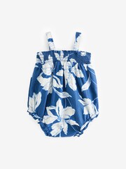 Gap Blue Floral Baby Ruffle Bubble Outfit Set (Newborn-24mths) - Image 2 of 5