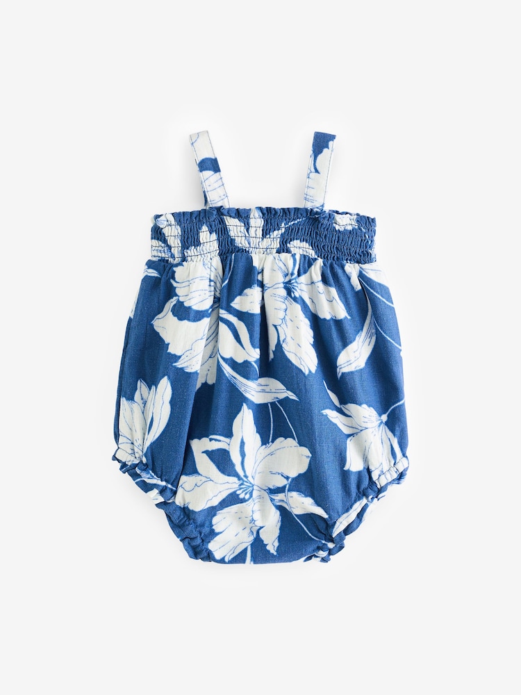 Gap Blue Floral Baby Ruffle Bubble Outfit Set (Newborn-24mths) - Image 2 of 5