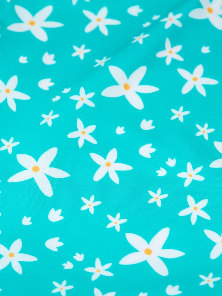 Frugi Badeanzug aus Recyclingmaterial mit Tropen-Vogelmuster, Blau - Bild 6 von 6