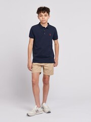U.S. Polo Assn. Blue Boys 100% Cotton Check Texture Polo Shirt - Image 3 of 6