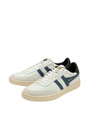 Gola Chalk White Mens Contact Leather Lace-Up Trainers - Image 2 of 4