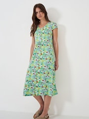 Crew Clothing Pink Floral Short Sleeve Midi Dress - Image 1 of 4